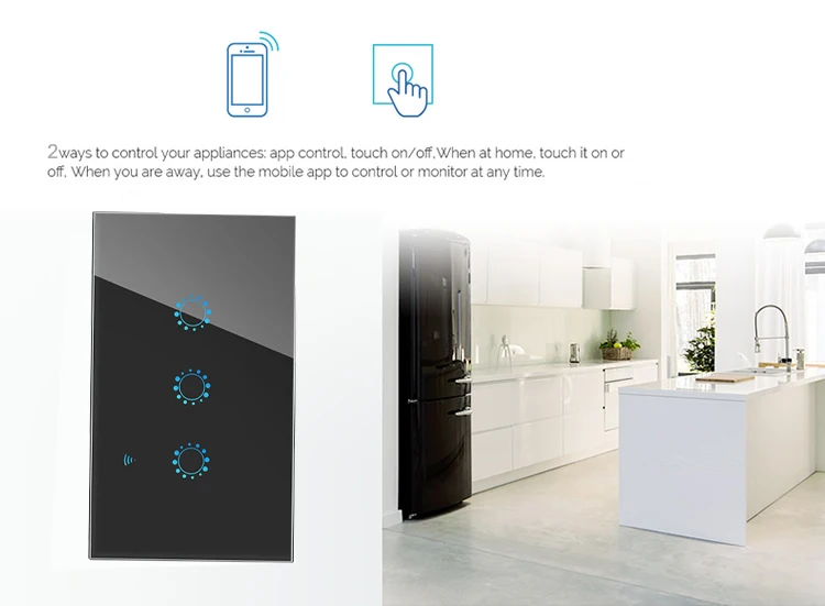 Ewelink US Wi-Fi настенный сенсорный выключатель 1/2/3 Стекло Панель настенный светильник переключатель Поддержка Alexa Google Home черный смарт-переключатель