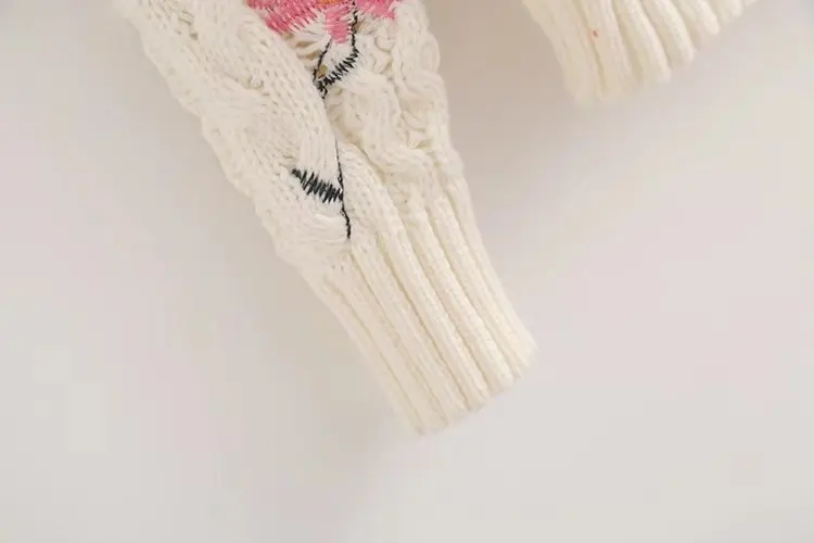 Harajuku, женский милый темпераментный свитер с цветочной вышивкой, теплый пуловер, вязаный свитер с длинным рукавом, женский свитер большого размера