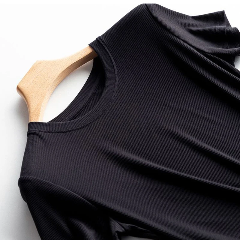 

2019 summer simple solid color ladies short-sleeved sleeveless round neck V-neck T-shirt multi-color optional casual comfort
