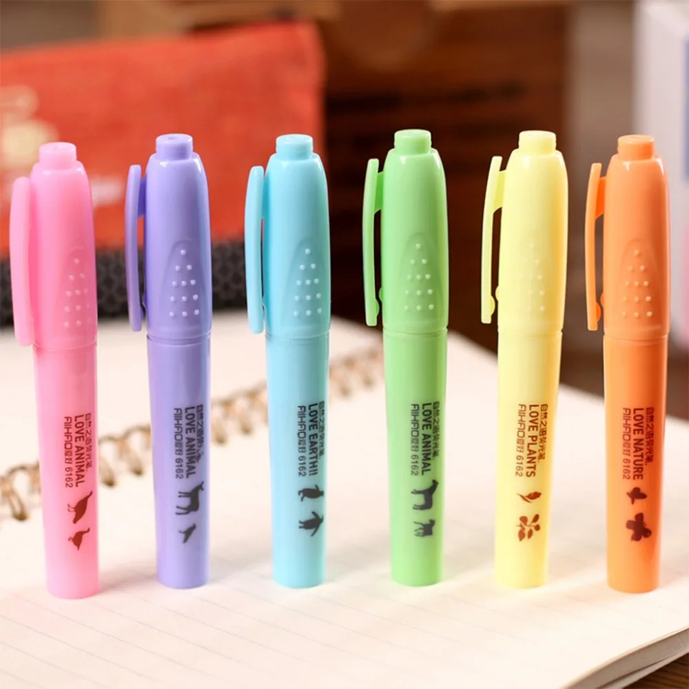 6 different colors stationery fresh and creative highlighter pen