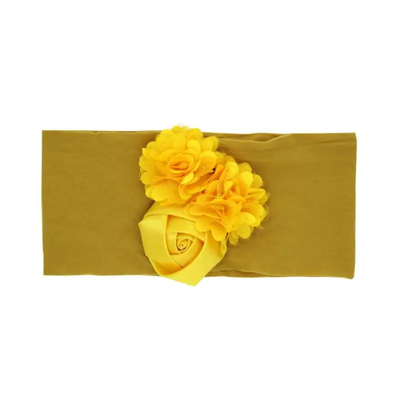Цветочная повязка на голову для новорожденного нейлоновая резинка для волос для новорожденного ребенка роза цветочный узор повязка на голову украшение для волос - Цвет: Цвет: желтый