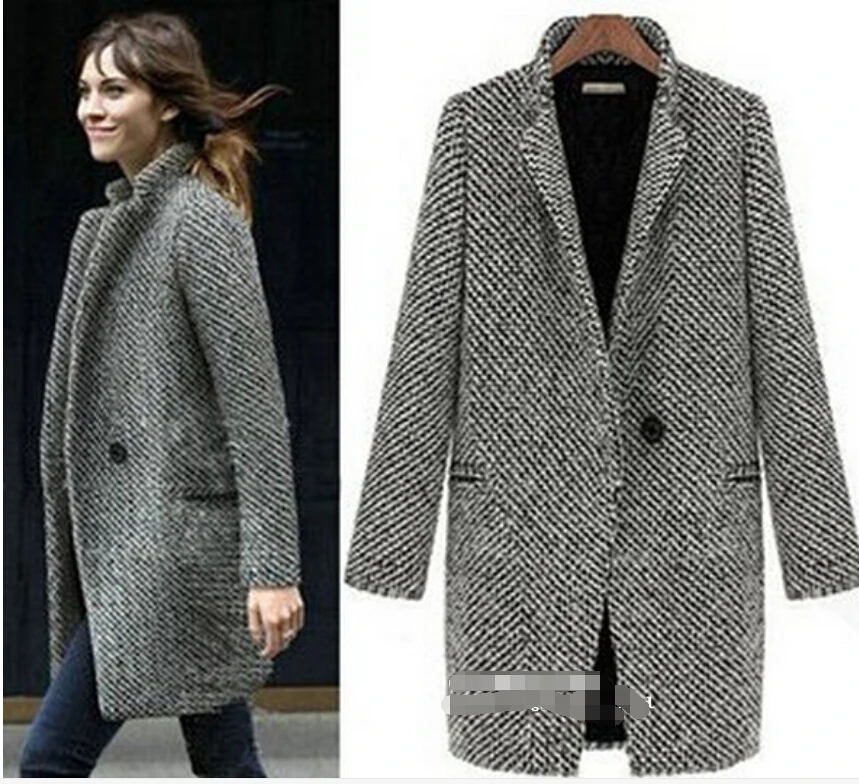 Free Shipping New Spring/Winter Trench Coat Women Grey