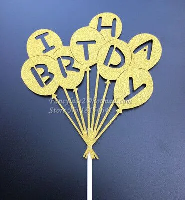 30 шт. Блестящий воздушный шар с изображением пирожного на день рожденья торт фигурка для торта Fag дети украшение партии, десерт Топпер украшения выбор поставки