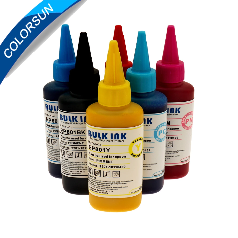 Colorsun 6*100 мл универсальные чернила для Epson T50 A50 T60 R290 R280 RX610 RX690 L800 принтер