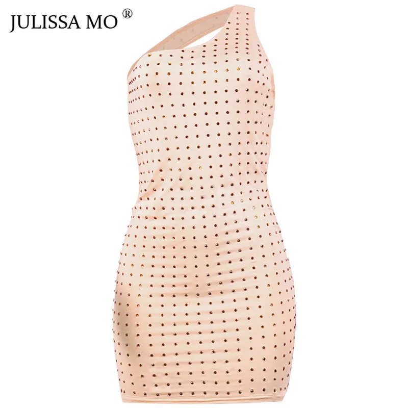 Julissa mo Кристальное сексуальное блестящее платье с открытой спиной для женщин Kyliejenner на одно плечо облегающее мини-платье Мода для ночного клуба Vestidos