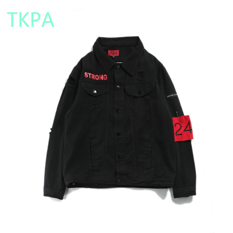 Tkpaジーンズジャケット綿デニムコートとジャケットメンズ424ブランドの服ヒップホップジャンジャケットデニムジャケット黒シングルブレスト Brand Jacket Men Jacket Brand Menjacket Men Aliexpress