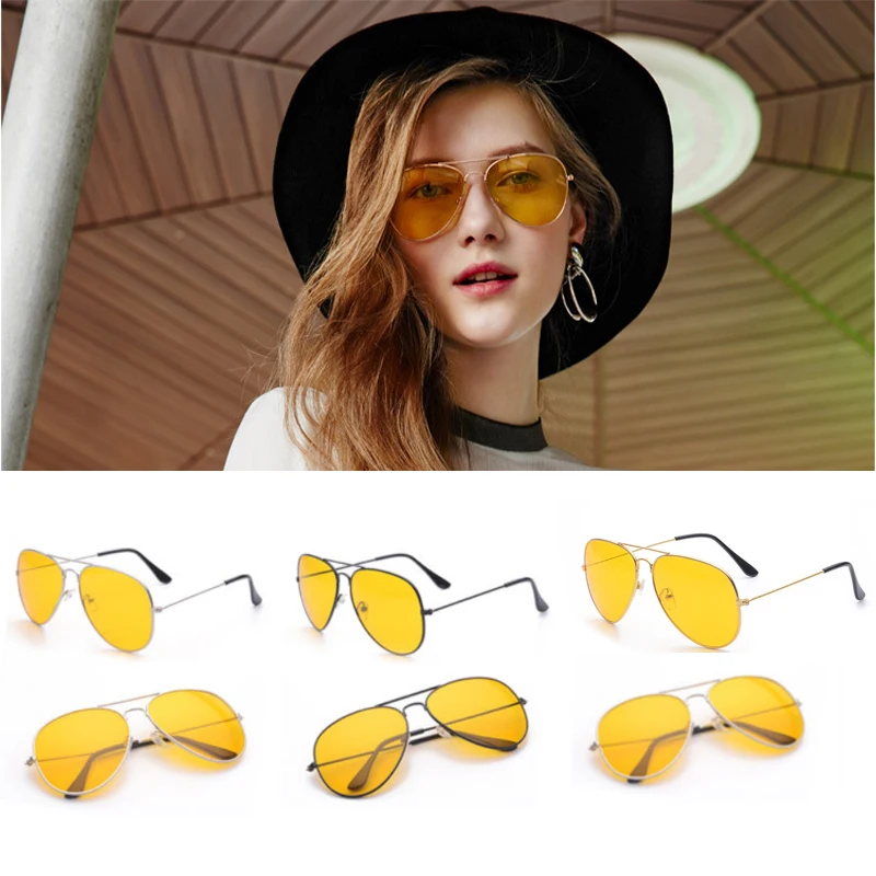 Car Night Vision Driving Glasses Anti-Glaring Yellow Lens UV400 Driver Safety Aviator Sunglasses Eye Wear Goggle For VW Audi Kia Car Night Vision Driving Glasses Anti-Glaring Yellow Lens UV400 Driver Safety Aviator Sunglasses Eye Wear Goggle For VW Audi Kia