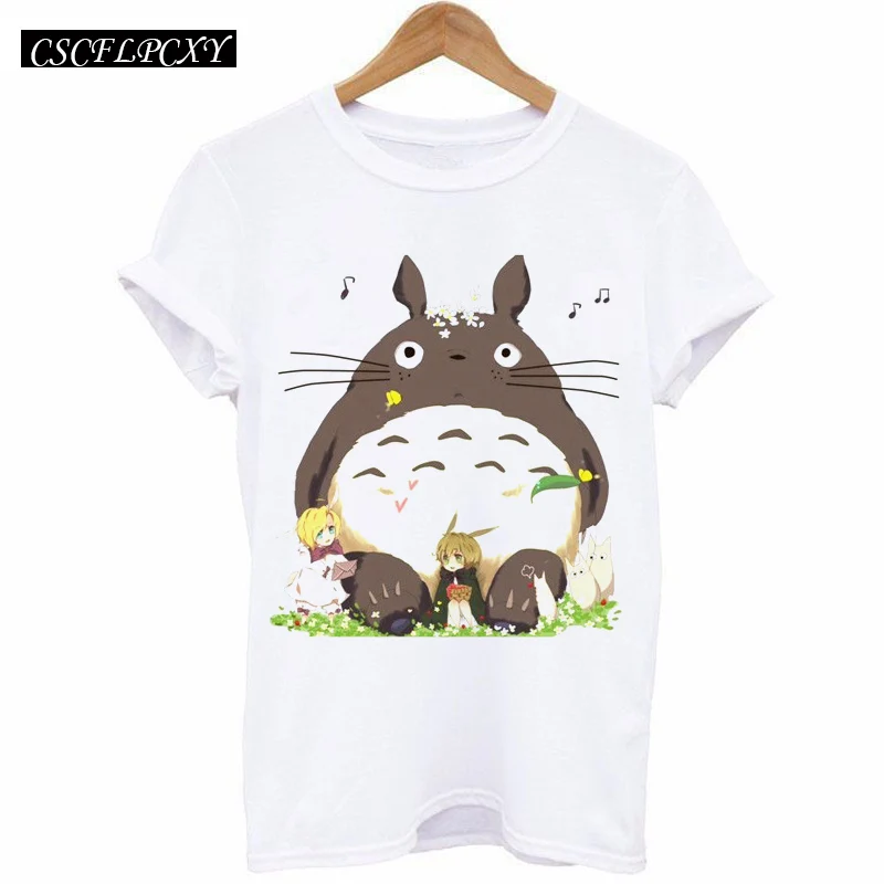 

Fashion 2017 Slim T-shirt Women Summer Tops Cartoon Neighbor Totoro Print T Shirt Plus Size Women Clothing Tee Shirt Femme