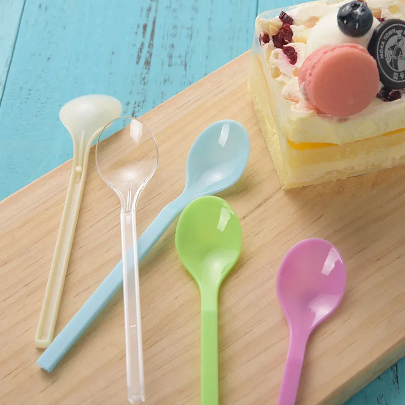 

New Plastic Kitchen Accessories Mini Ice Cream Tools Party Supplies Coffee Tea Spoon Disposable Portable Long Handle 100Pcs