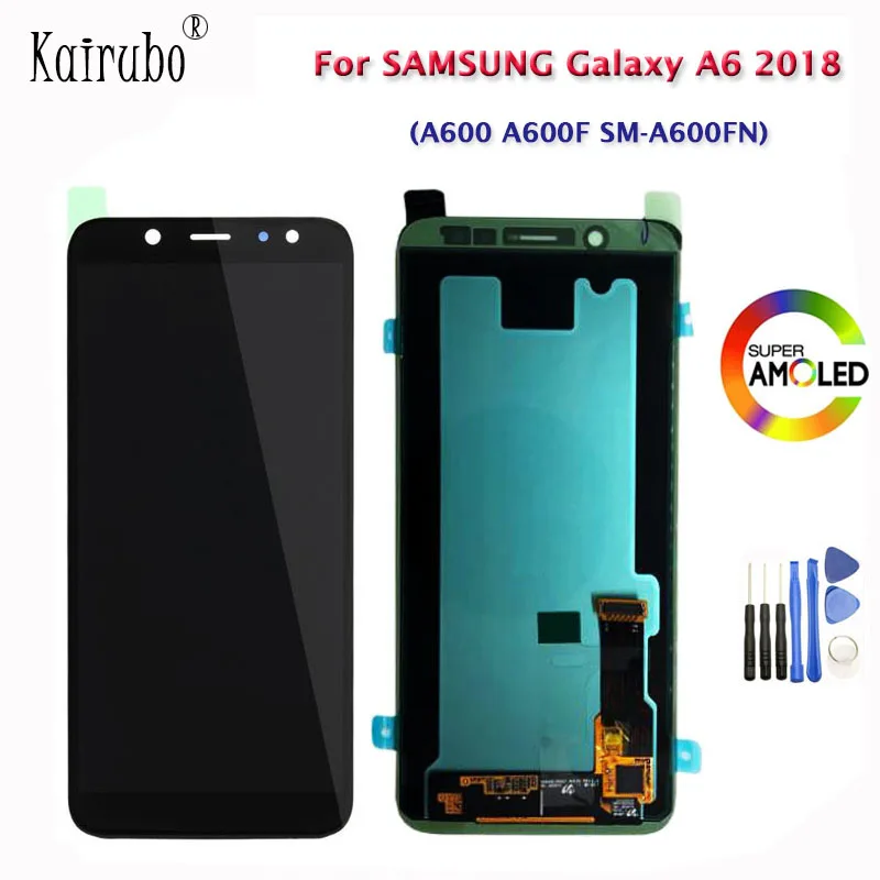 

For Samsung Galaxy A6 2018 A600 A600F SM-A600FN AMOLED LCD Display Touch Screen Digitizer TFT Brightness Adjustable LCD +Tools