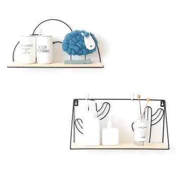 

Nordic Cactus Dormitory Wall Shelf Free Punching College Wall Hanging Storage Rack Living Room Home Decoration Artifact