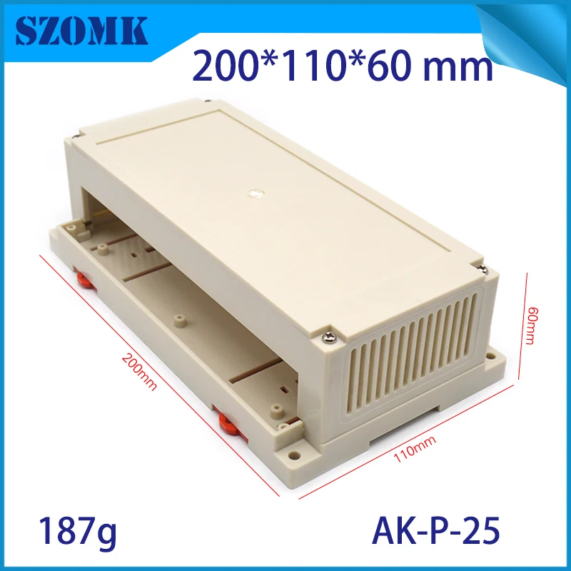 

one plastic din rail case 200x110x60mm plastic case rail din electronic enclosures for led housing case box din rail box szomk