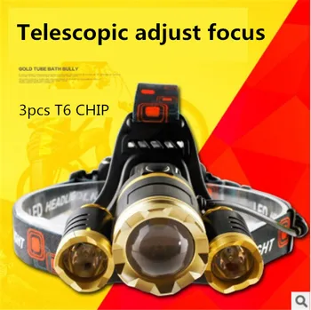 

Telescopic Zoom glare led headlamp night Fishing High Power T6 Long shots Holding hands aluminum headlamp fishing lamp lights