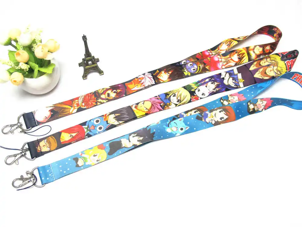 Hensongift FAIRY TAIL Keychains Lanyard Straps ID Holders Japanese Anime Phone Key Straps in