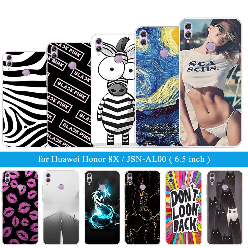 

6.5 inch for Huawei Honor 8X / JSN-AL00 Luxury Back Black Matte Zebra Cover for Honor 8X Transparent Silicone Soft Phone Case