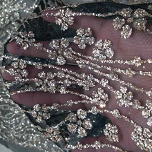 5 ярдов BZL-21319 Блестящий узор приклеены печати Блеск тюль сетка ткань для вечернее платье/вечерние, dhl