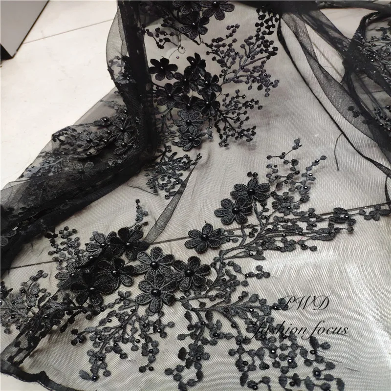 Black Lace work Fabrics 2019 Embroidered African Fabric Bridal High Quality French Tulle For Wedding Party | Дом и сад
