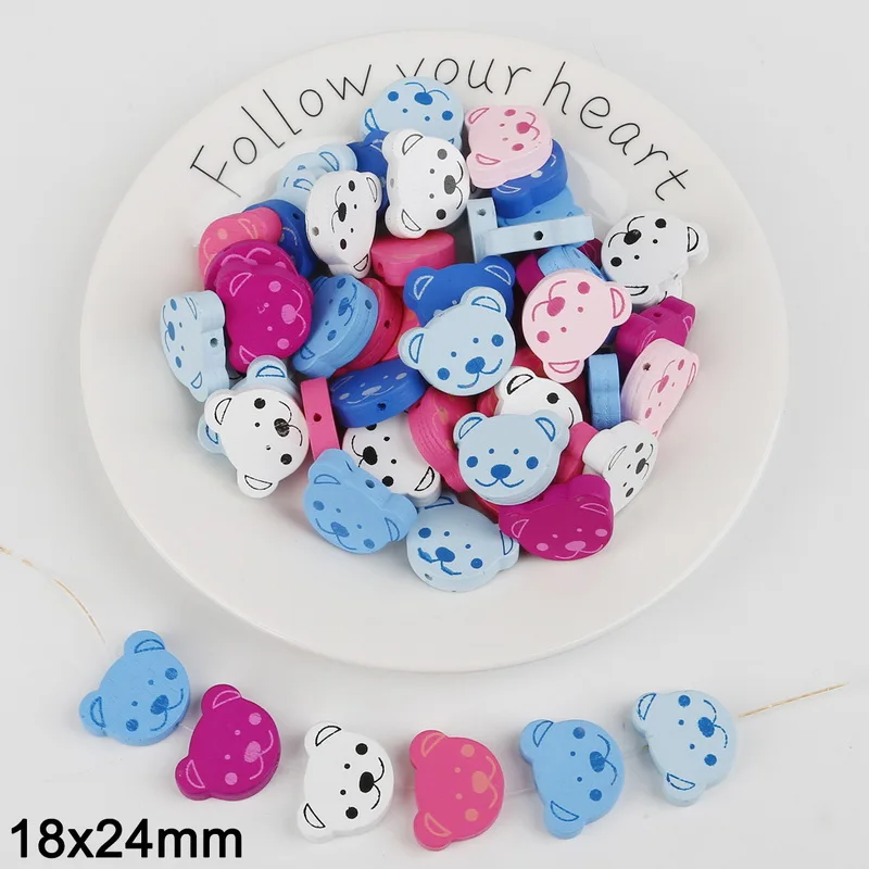 50pcs Hole 1.5mm 30 разные стили Размеры Природный Spacer деревянные бусы Красочные Сердце Звезда Корона цветок дерево из бисера для рукоделия детские игрушки бисер для одежды - Цвет: 50pcs Hole 1.5mm