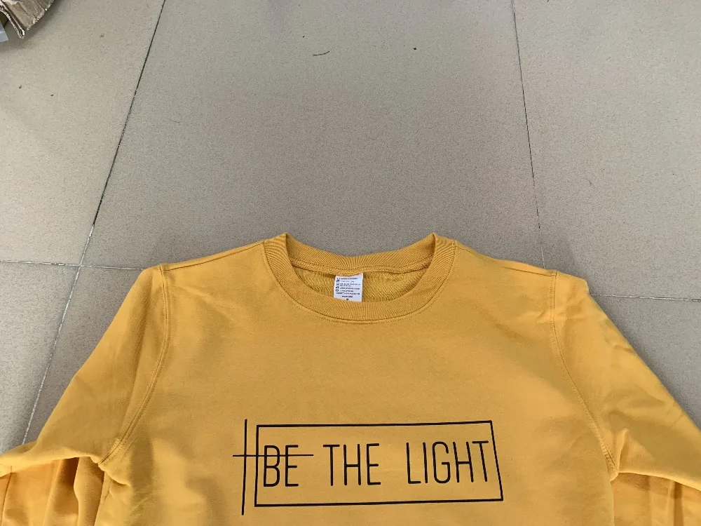 BE THE LIGHT толстовка с рисунком забавное письмо с длинным рукавом Tumblr Be легкая кофта церковные одежды вера джемпер Девушка искусство Топ