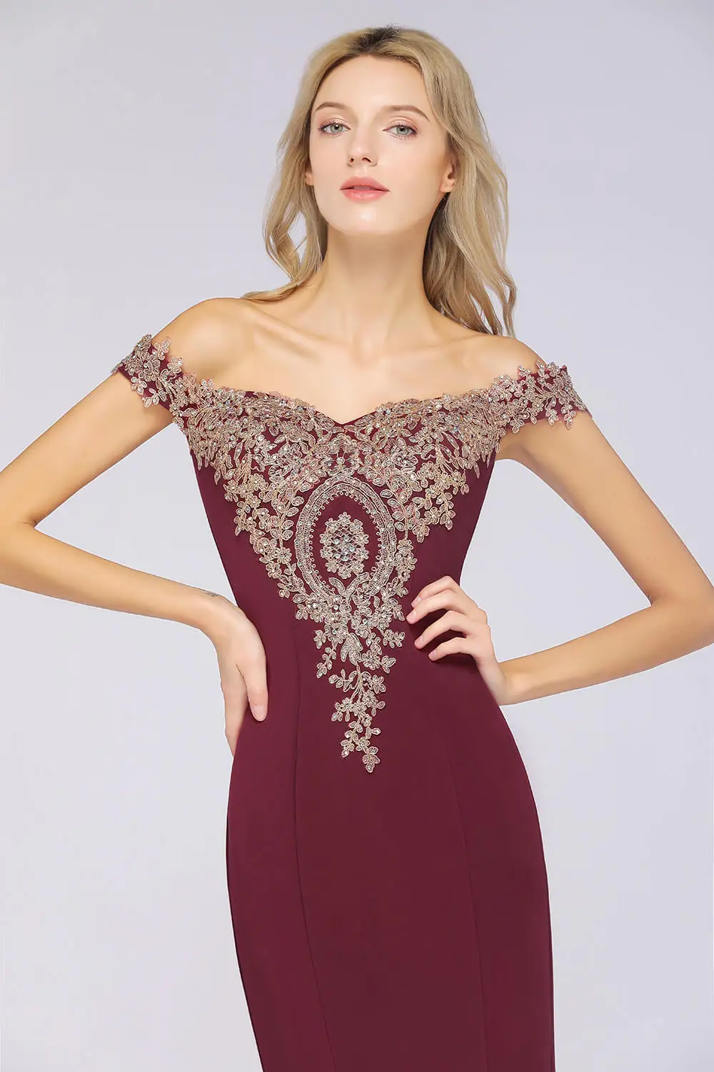 Robe de Soiree Новое бордовое кружевное вечернее платье с кристаллами элегантное розовое вечернее платье с рукавами-крылышками Vestido de Festa