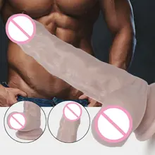 Simulated Pseudopenis Double-Layer Liquid Silica Gel Masturbator For Female G Spot Dildo Rabbit Vibrator Realistic Penis