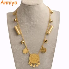Anniyo 51CM CTurkish Lira collares con diseño de moneda para las mujeres/niñas nación tradicional de Metal árabe joyería turca iraquí regalos #010801
