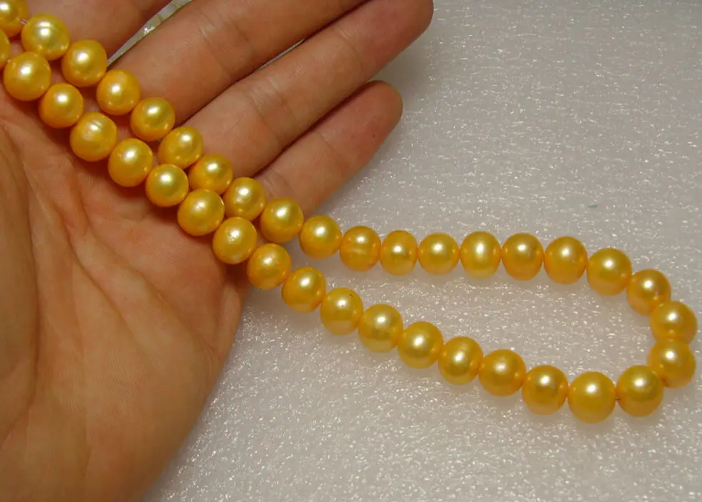 Jew3030 NATURAL SOUTH SEA GENUINE GOLDEN PEARL NECKLACE