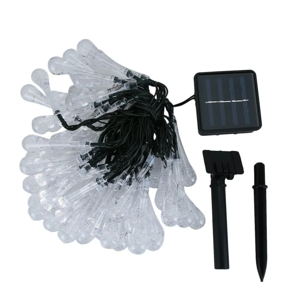 50 LED Solar Powered Teardrop Garden String Light 5M Raindrop Fairy Lights Waterproof Garden