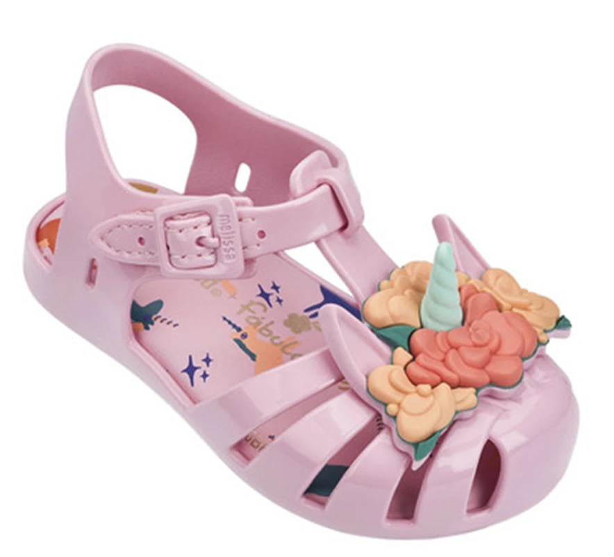 Melisa unicornio flores niña de gelatina brasileras niños zapatos suaves lindas niñas jalea sandalias princesa Zapatos Niños Sandalias| - AliExpress