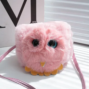 

Faux fur cartoon cat children's mini handbag kids shoulder cross-body bag bolso mujer bolsa feminina for kindergarten baby girls