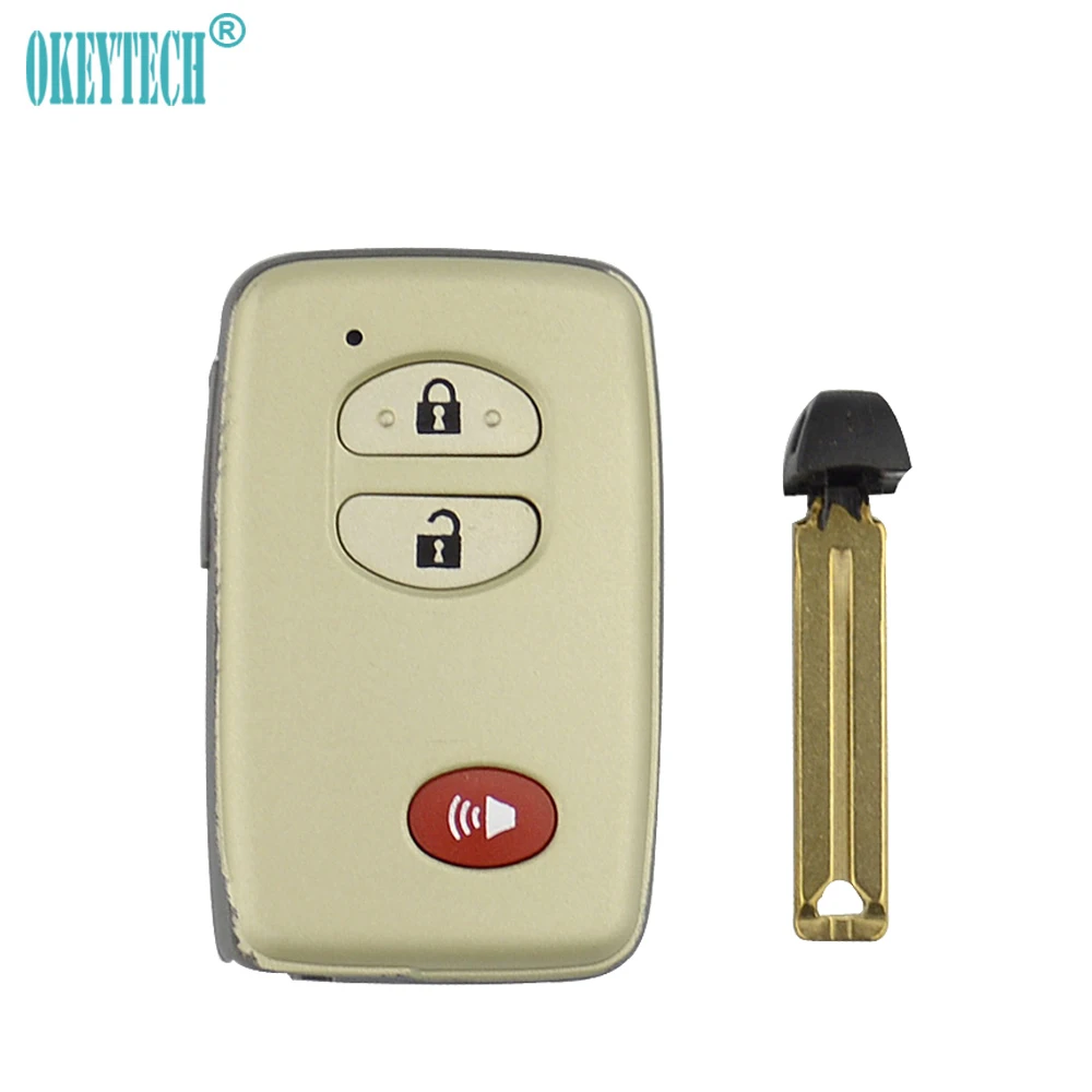 

OkeyTech 2+1 3 Button for Toyota Smart Card with Insert Blade Car Remote Key Shell Cover Case Fob for Toyota Land Cruiser Prado