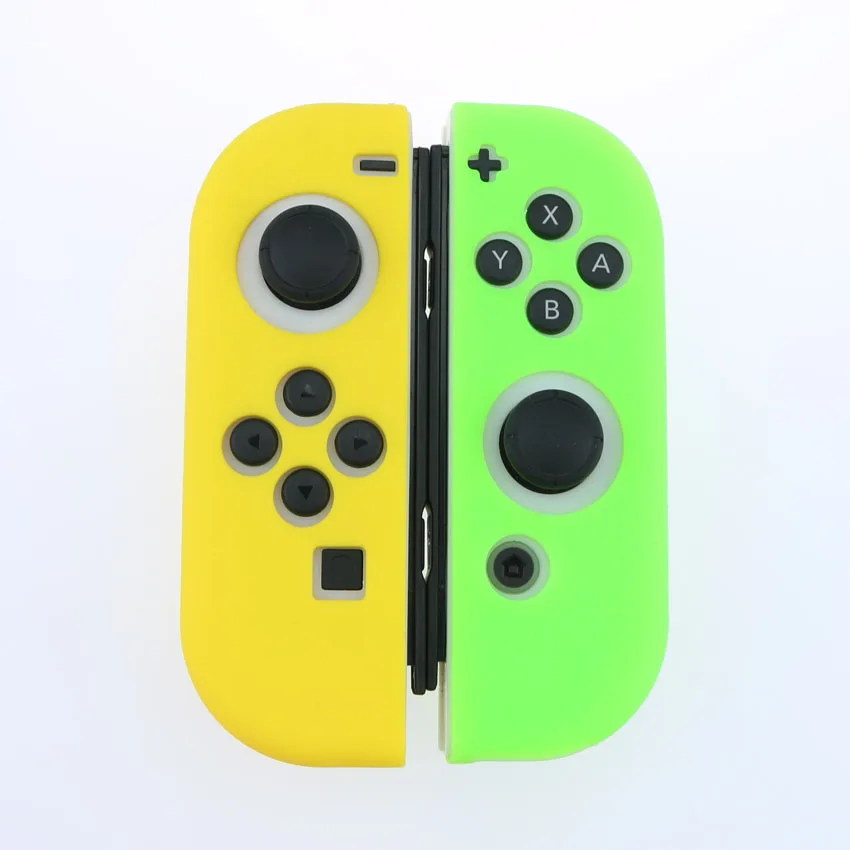 3) 16 цветов мягкий чехол для nintendo Switch Joy-con силиконовый чехол NS Switch контроллер ручка Joy con Лицевая панель Защитная крышка - Цвет: Yellow Light green
