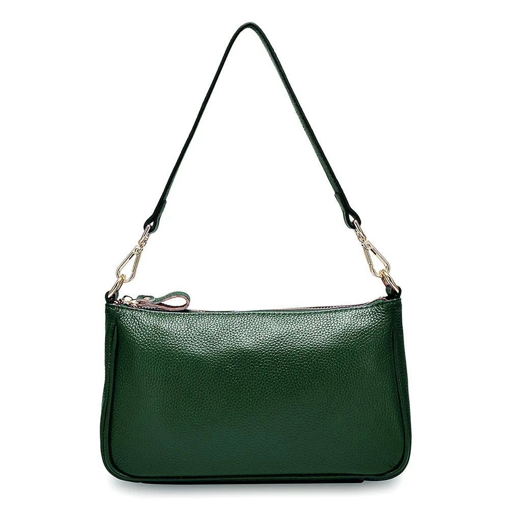 Zency элегантная фиолетовая женская сумка через плечо из натуральной кожи, черная сумка-хобо, модная женская сумка-мессенджер через плечо, маленькая сумочка - Цвет: Зеленый