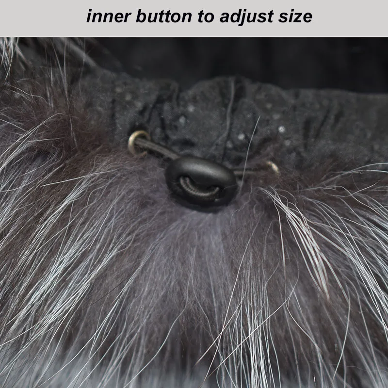 big fur hat silver fox fur botton