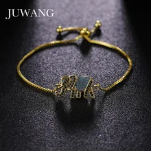 JUWANG милый Африканский слон браслет золото CZ животное, амулет, браслет браслеты AAA циркон для женщин и мужчин ювелирные изделия подарок