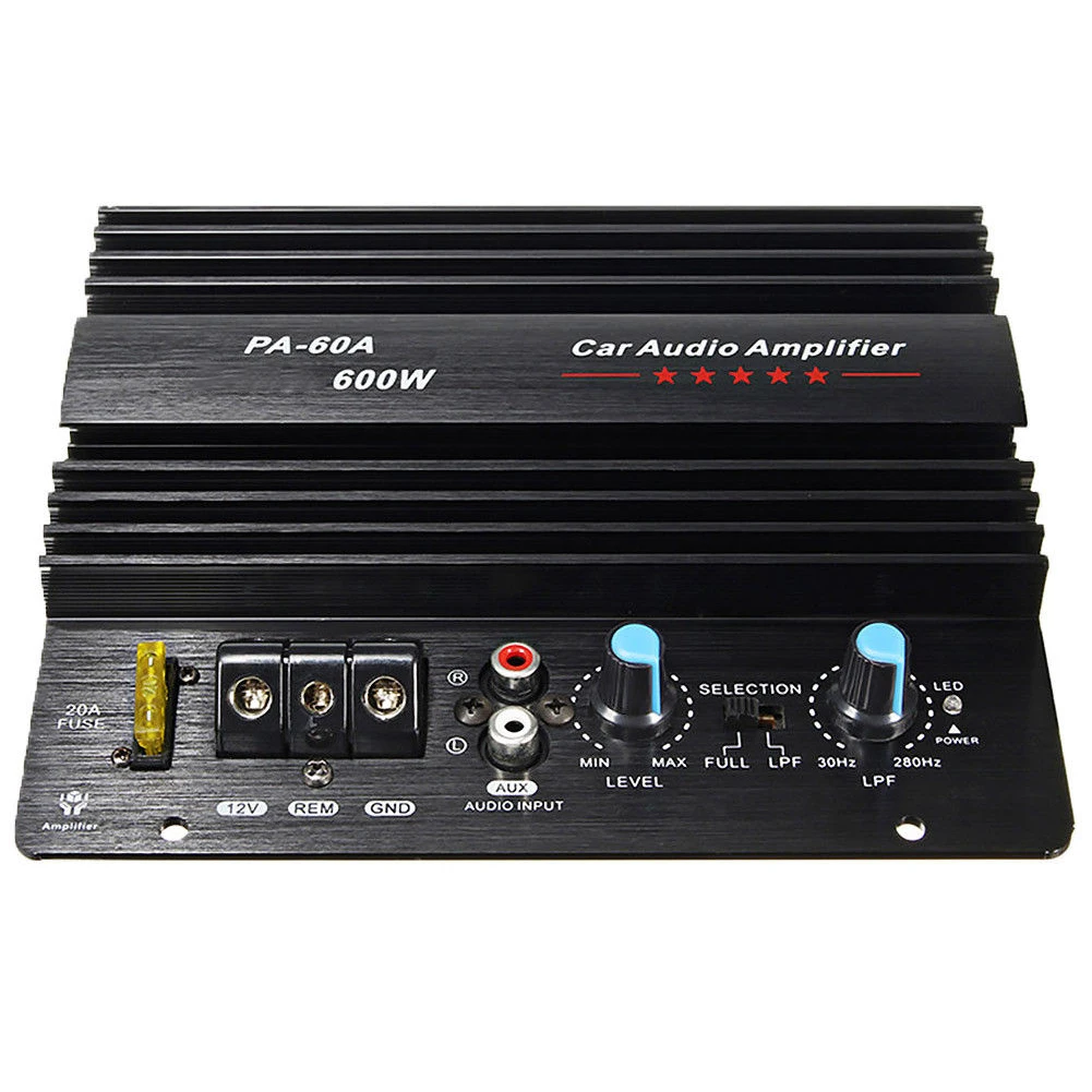 12 В 600 Вт PA-60A усилитель нижних частот доска высокой мощности аксессуары сабвуфер автомобильный аудио Прочный моно канал HIFI без потерь динамик