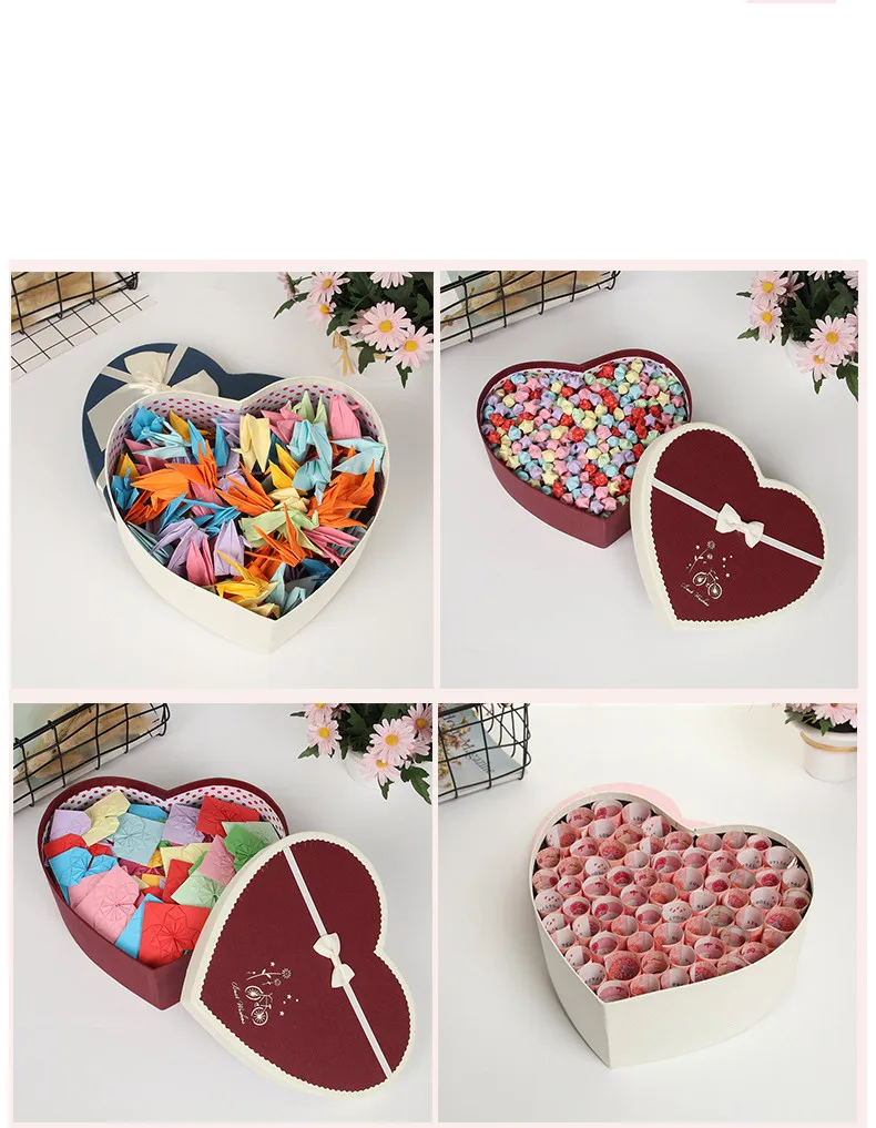 Kawaii love heart бумажная Подарочная коробка, бумажные коробки для цветов с лентой, букет роз, подарочная упаковка, картонная коробка, товары для мероприятий