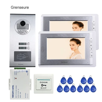 

Apartment 7" Color LCD Video Door Phone Intercom System 2 Monitors + RFID Access Outdoor Camera 2 Buttons + POWER FREE SHIPPING