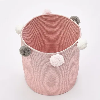 

Cotton Woven Clothes Storage Basket Kid Toys Stockpile Basket for Large Foldable Dirty Clothes Toys and Art Organizer Holder