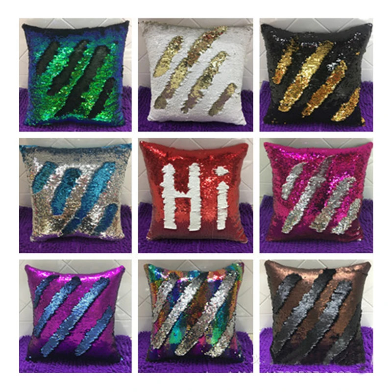 Reversible Sequin Pillow Magical Color Changing Throw Cover Home Decor Cushion Decorative Pillowcase | Дом и сад