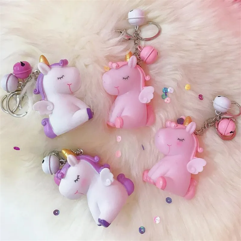 Fantasy cute pony soft rubber doll vocal unicorn keychain plush toys keychain ladies car bag