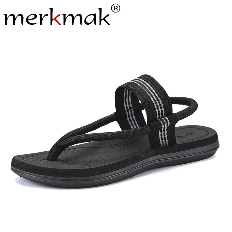 

Merkmak Summer Hollow Men's Sandals Beach Shoes Solid Breathable Outdoor Soft Men Footwear Flat Casual Flip Flops Man's Shoes