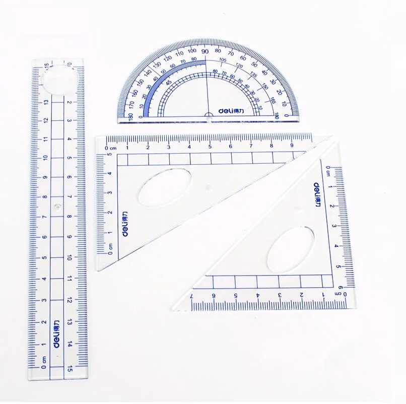 Многофункциональные комбинированные линейки треугольная линейка транспортир школьные канцелярские принадлежности; 4 линейки/Набор № 9597