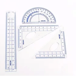 Règles combinées multifonctionnelles, règle triangulaire, rapporteur, papeterie scolaire; 4 règles/ensemble n ° 9597 