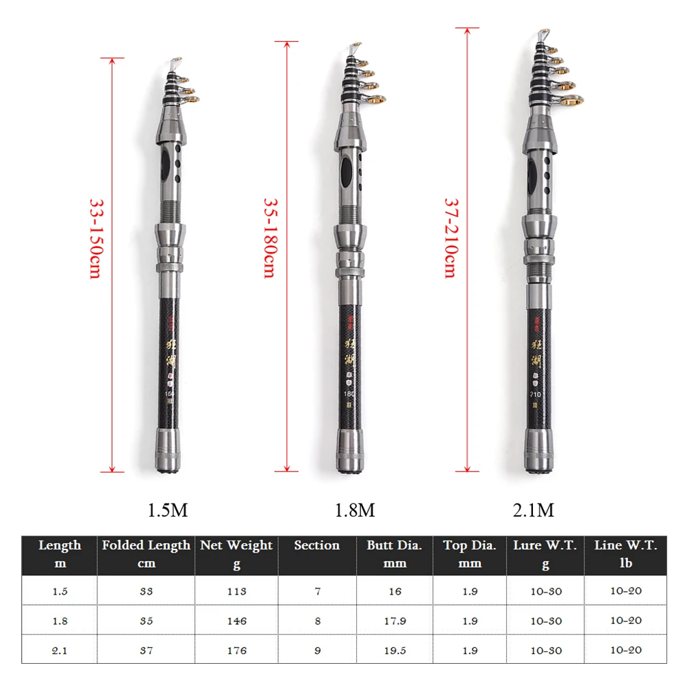 Портативная телескопическая удочка из углеродного волокна, выдвижная удочка для путешествий, спиннинговая удочка, морская удочка для соленой воды