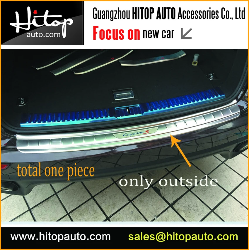 

2015 cayenne rear bumper sill /trunk door sill/scuff plate,rear bumper protector,excellent 304 stainless steel ,free shipping.