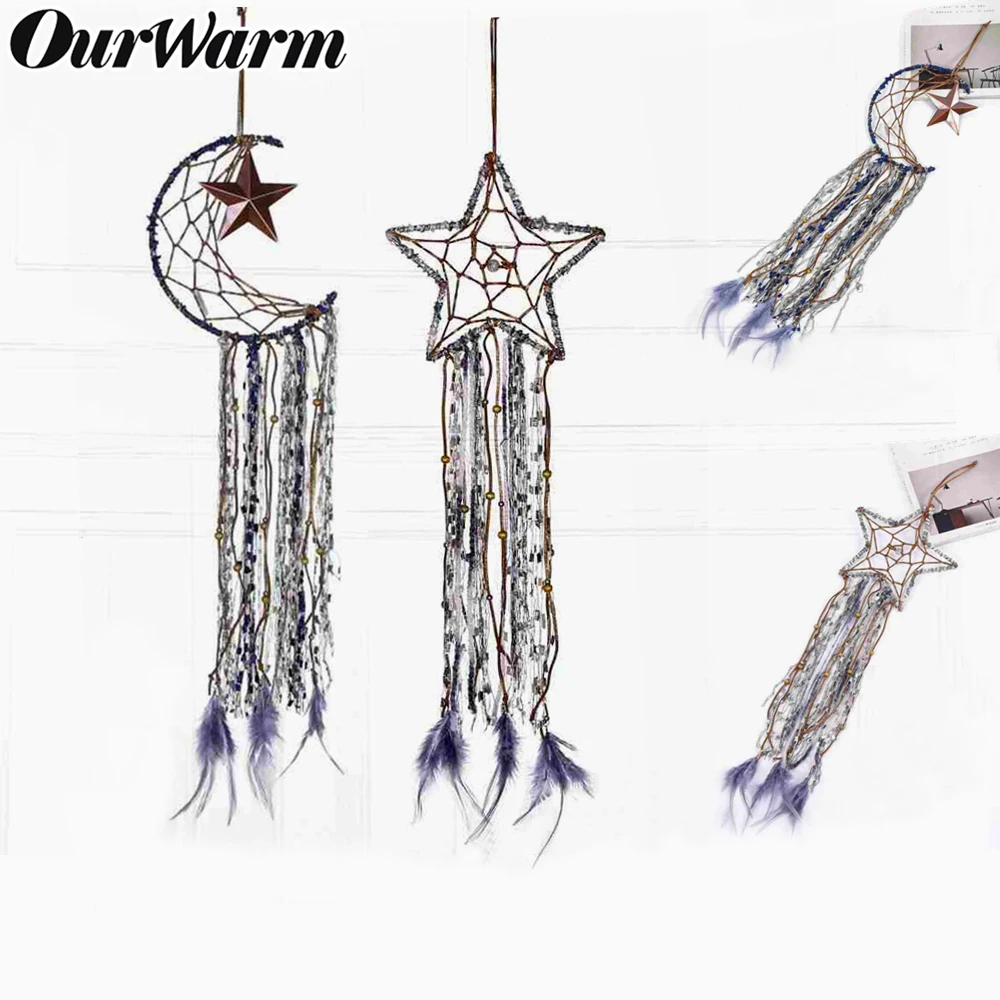 OurWarm Moon Star Dream Catcher Eid Mubarak вечерние домашний настенный ручной работы перо Рамадан kareem вечерние сувениры украшения комнаты