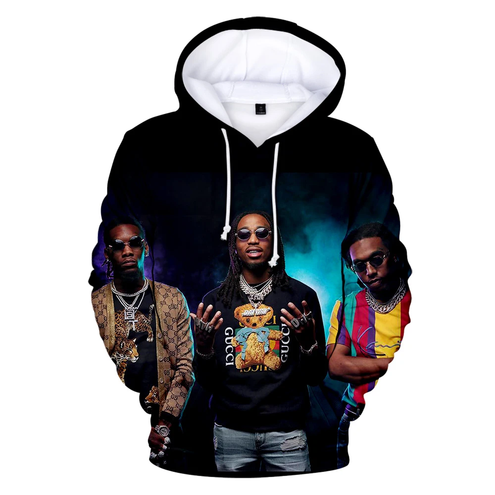 Толстовка с 3D принтом Rappre Migos Мужская/Женская толстовка в стиле хип хоп Quavo