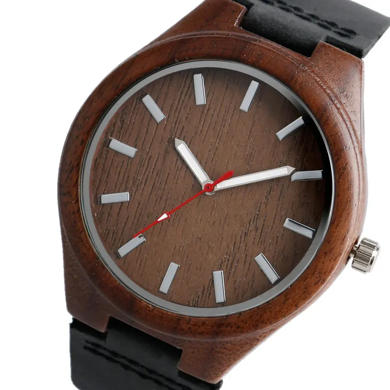 YISUYA Mens Wooden Wrist Watch Novel Bamboo Wood Creative Watches Black Genuine Leather Band Strap Quartz Males Watch relogio (21)