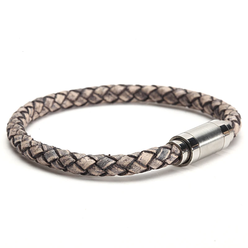 Mcllroy magnetic leather bangle men woven leather gentleman bracelet personalized mens braided bracelet gifts for men bileklik